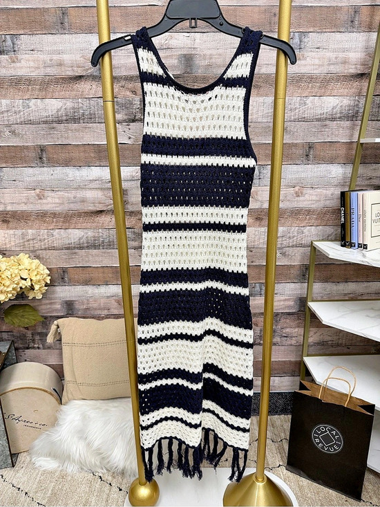 Le Lis Dresses & Skirts - Le Lis navy/white stripe crochet dress XS